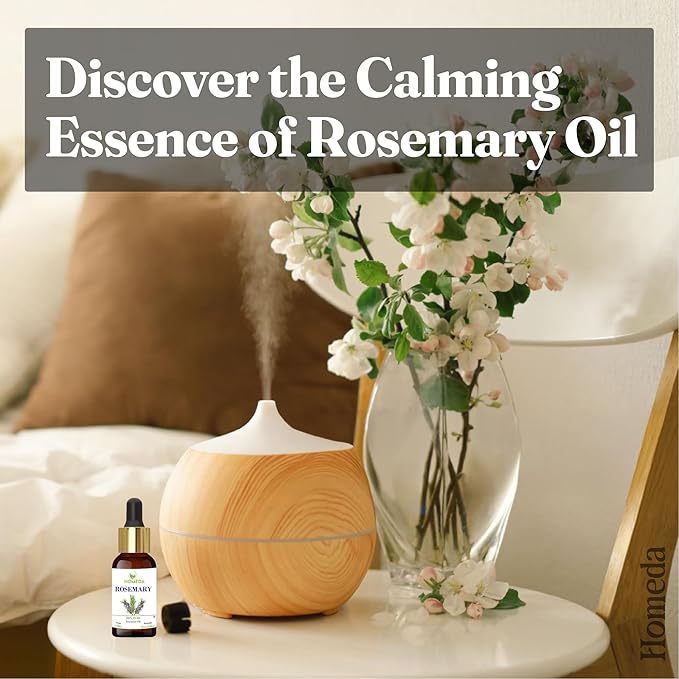 Organic Rosemary Essential Oil for Hair Growth (1 fl oz, 30ml) Aceite De Romero Organico, Pure Rose Mary Hair Oil, Cold Pressed Topical Rosmarin Oil for Diffuser, Scalp, Skin
