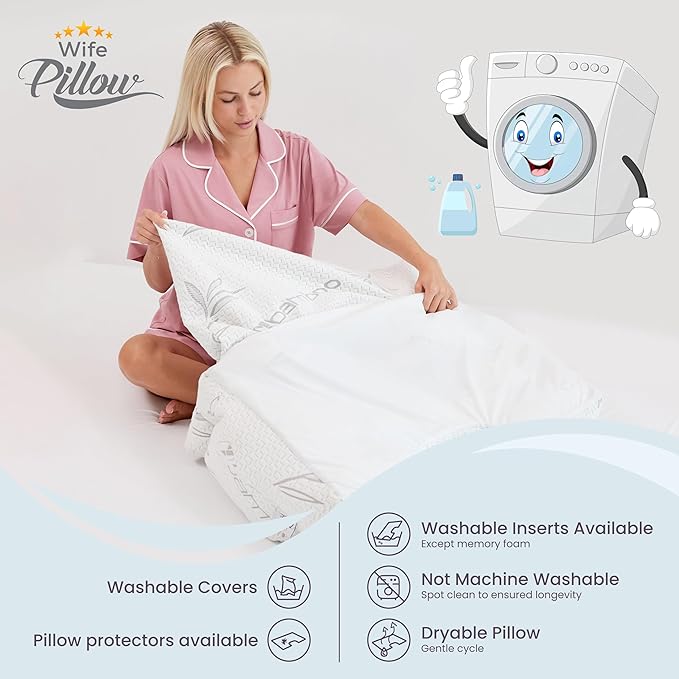 Wife Pillow Side Sleeper Pillow with Arm Hole for Shoulder Pain Relief, Arm Tunnel Design for Proper Neck & Spine Alignment, All-Night Comfort for Adults - Cooling Shredded Memory Foam