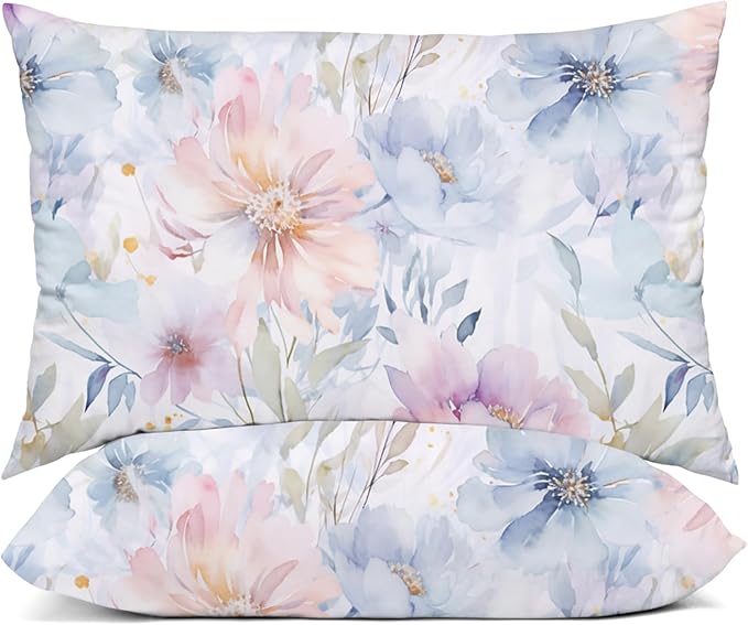 YIYEA King Size Pillow Cases Set of 2, Ultra Soft Double Brushed Microfiber Pillowcases King, Floral Bed Pillow Covers, Fade Resistant, Easy Slip-On (20"x36")