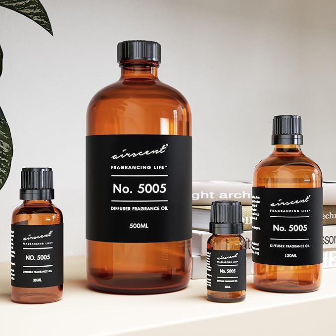 AirScent Diffuser Oil Inspired by TF's Oud Wood - No. 5005 Perfume Dupe - Fragrance Oil Blend for Ultrasonic and Waterless Diffusers and Crafting - 10 ml, 0.34 fl oz Glass Bottle with Dropper