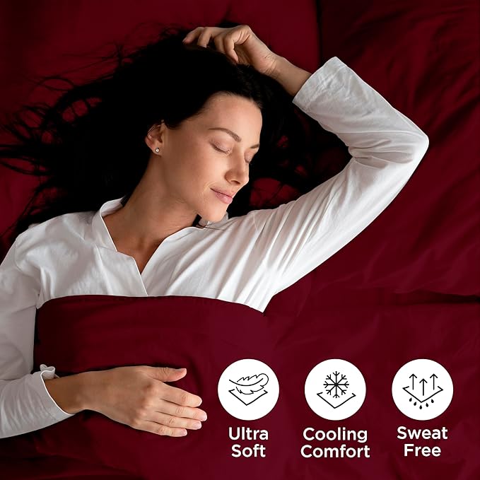 ROYALE LINENS 3 Piece Twin XL Sheets Set - Soft Brushed 1800 Microfiber Bedding - 1 Fitted, 1 Flat Sheet, 1 Pillow case - Wrinkle Free & Fade Resistant - Hotel Luxury Bed Sheets (Burgundy, Twin XL)