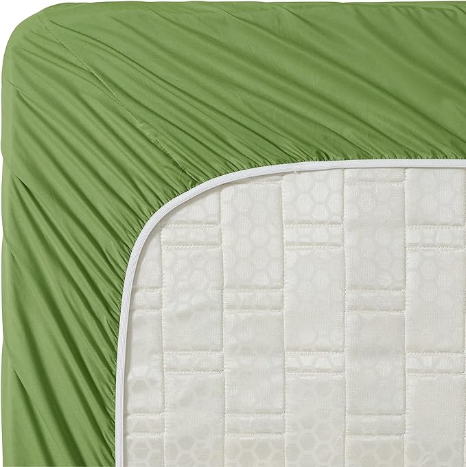 Clara Clark Bed Sheets, Premier 1800 Series 4 Piece Bed Sheet Set, Deep Pocket, Wrinkle, Fade, Stain Resistant, Luxury Soft Bedding Sheets & Pillowcases, California King, Calla Green