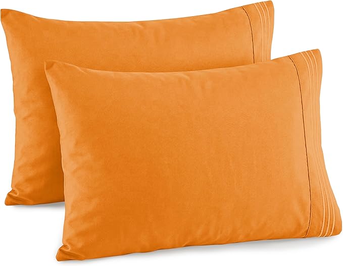 Elegant Comfort Premium Hotel Quality 2-Piece Pillowcase Set, Luxury & Softest 1500 Thread Count Egyptian Quality Bedding Pillowcases, Wrinkle and Fade Resistant,Orange, King