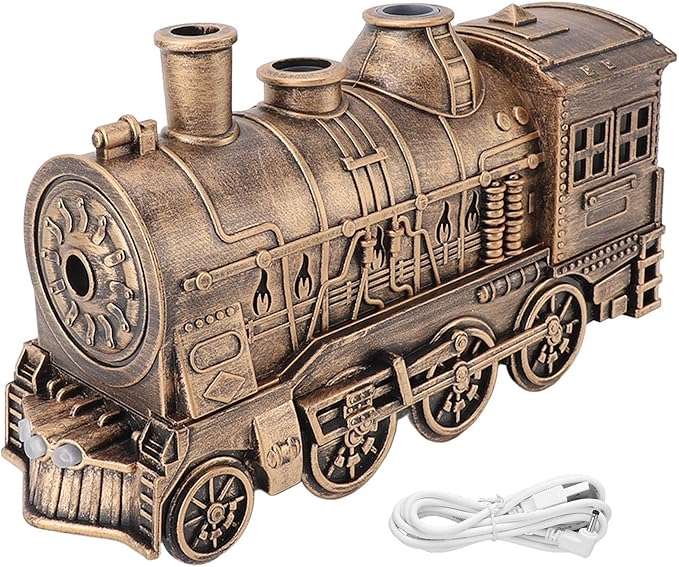 Train Humidifier, Dual Mist Outlets Cool Mist Diffuser with 300ml Capacity for Bedroom Office Desktop 2/8H Timer （Without Remote）