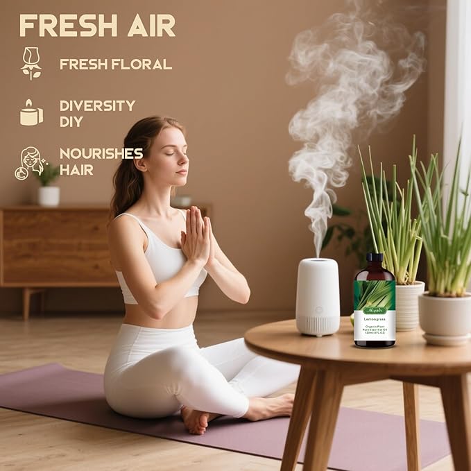 Lemongrass Essential Oil – MLYNKL Lemongrass Oils 4.33 fl oz for Diffusers, Humidifiers, Massage, DIY Candles, Soap, Cleaning, Home, Yoga, Office, Gifts - 130 ml