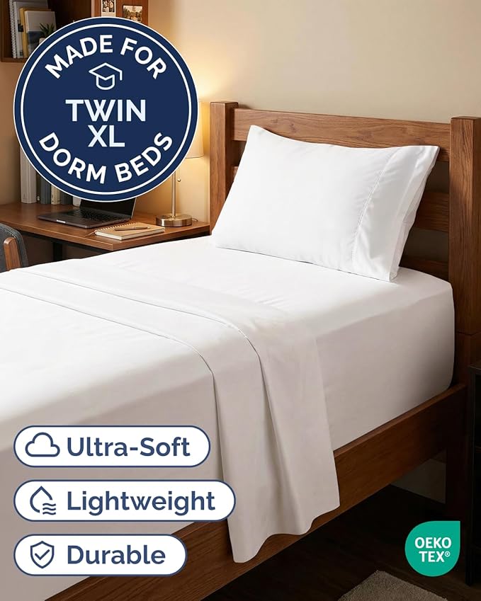 Extra Deep Twin XL Sheet Set - 3 Piece Breathable & Cooling Bed Sheets - Easily Fits 18 to 24 inch Mattress - Soft, Wrinkle & Fade Free with Extra Deep Pockets - Hotel Luxury Bedding - Antique White