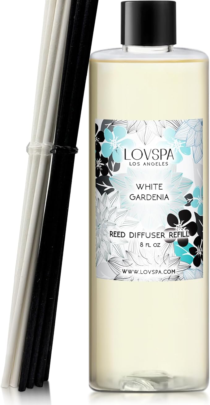 White Gardenia Diffuser Oil - Essential Oils for Diffuser Refill & Air Freshener Room Spray - Long-Lasting & Natural Home Fragrance, Scented Oil for Diffusers, USA Made, 8 oz