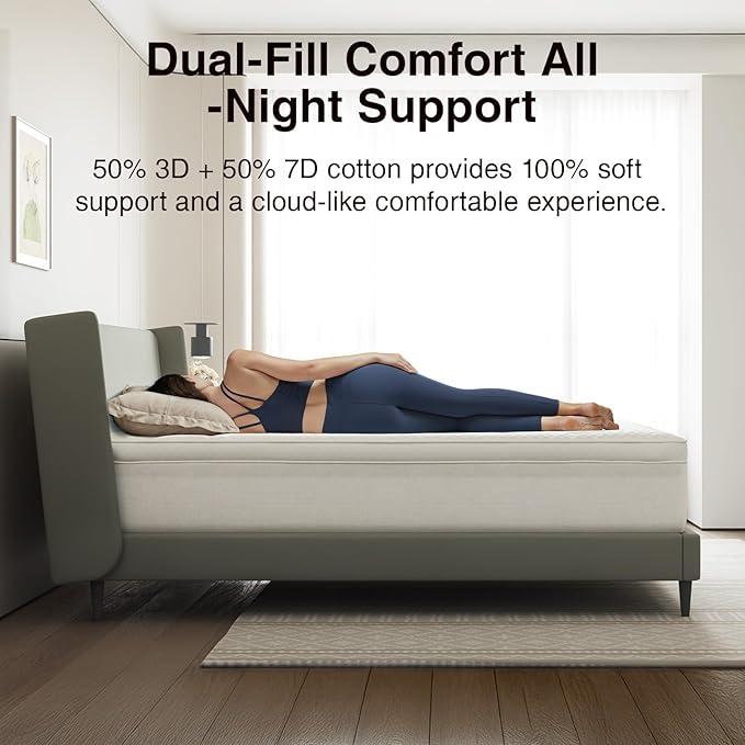 Novilla Queen Mattress Topper, Extra Thick Pillow Top Mattress Pad, Down Alternative Fill Breathable Cotton Cover, 8-21" Deep Pocket Soft Bed Topper for Back Pain Relief, Oatmeal