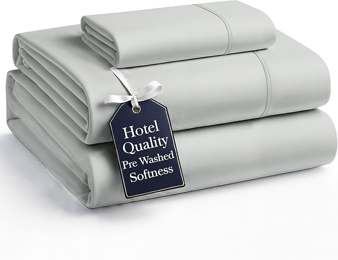 Casa Platino Twin Sheets, 3 Piece Set, Pre-Washed Ultra Soft & Breathable Bed Sheets Set, Brushed Microfiber Sheet, Fade Resistant Bedding with Deep Pockets – Silver