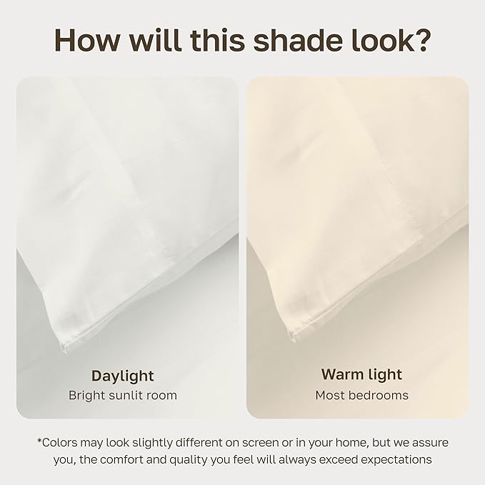 California Design Den Standard/Queen Size Pillow Cases Set of 2-100% Egyptian Cotton, Crisp Percale Feel, Soft & Breathable Cotton Pillowcases Queen & Standard - Ivory