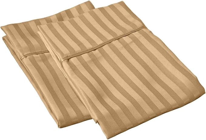European Square Pillow Shams -Hotel Quality European 24" x 24" Euro Pillow Shams Set of 2,100% Cotton Cushion Cover Gorgeous Euro Size Decorative Pillow CoversTaupe Stripe