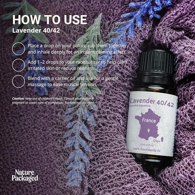 Lavender 40/42 Essential Oil Direct from France - Essential Oil for Candle Making and Soaps - Pure Lavender 40/42 Oil for Aromatherapy, Skincare, Haircare, Perfumes (2lbs)