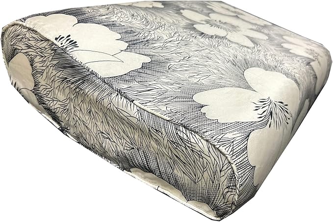 Silk Pillowcase for Memory Foam Pillow Neck Pillow, Pure Mulberry Silk Pillow Case for Cervical Pillow Contour Pillow (Grey White Flower, 21"" x 14.5"" x 4.9""/4.2""), ZT19114M