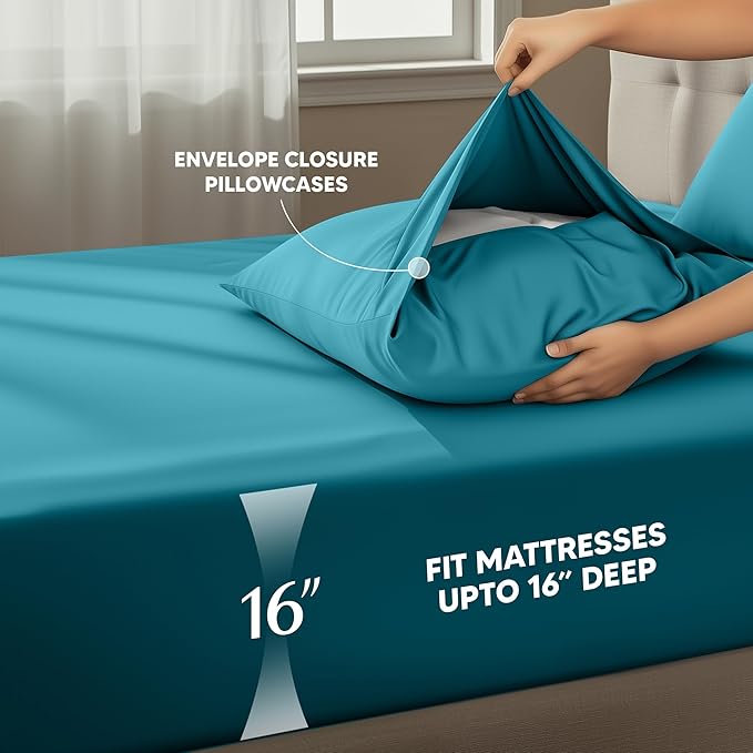 Utopia Bedding Full Size Sheet Set – 4 Piece Bed Sheets, Soft and Breathable Microfiber, Includes 1 Fitted Sheet, 1 Flat Sheet and 2 Pillowcases – Oeko Tex (Denim Blue)