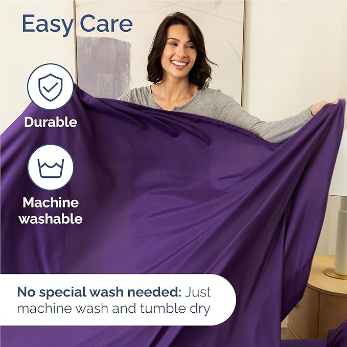 Full 6 Piece Sheet Set - Comfy, Breathable & Cooling - Hotel Luxury Bedding for Women, Men, Kids, Teens and Children - 1 Flat & 1 Fitted Sheet & 4 Pillowcases w/ Deep Pockets - Wrinkle Free - Purple