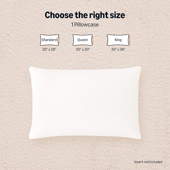 Amazon Basics Cooling Pillow Cases for Hot Sleepers, Soft Pillow Covers, Silky Smooth on Hair and Skin, High Elastic and Envelope Closure for Snug Fit, 20" x 36", King, White, Pack of 1