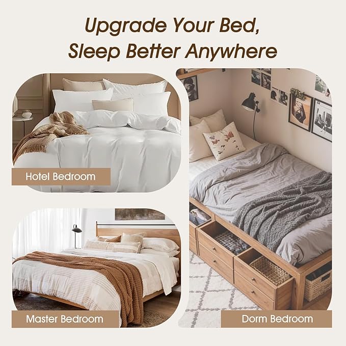 downluxe Queen Size Pillows Set of 4 – Premium Down Alternative Bed Pillows for Back, Side & Stomach Sleepers, White