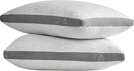 ACCURATEX Pillows Standard Size Set of 2, Rayon Derived from Bamboo Removable Cover, Shredded Memory Foam Pillow with Down Alternative Fill (Adjustable), Supportive Pillows for Side Back Sleepers
