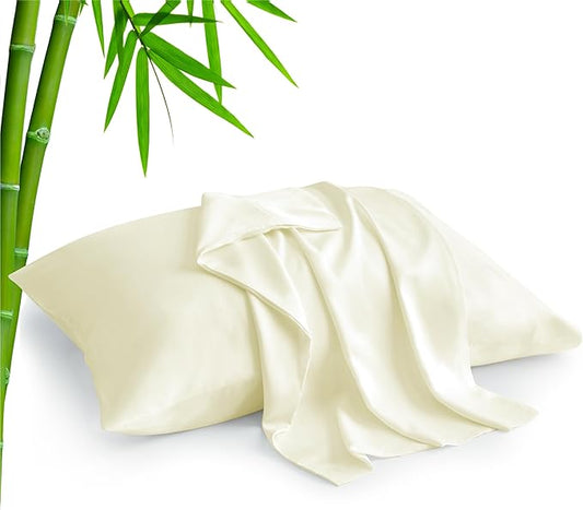 BEDELITE King Size Pillow Cases Set of 2, Rayon Derived from Bamboo, Cooling Pillow Cases for Hot Sleepers & Night Sweats, Breathable and Silky Soft Envelope Pillowcases(Cream, 20"x36")