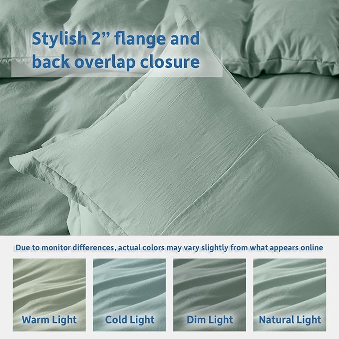 Nestl Sage Green Duvet Cover Full Size - Soft Double Brushed Full Size Duvet Cover Set, 3 Piece, with Zipper Closure, 1 Duvet Cover 80x90 inches and 2 Pillow Shams