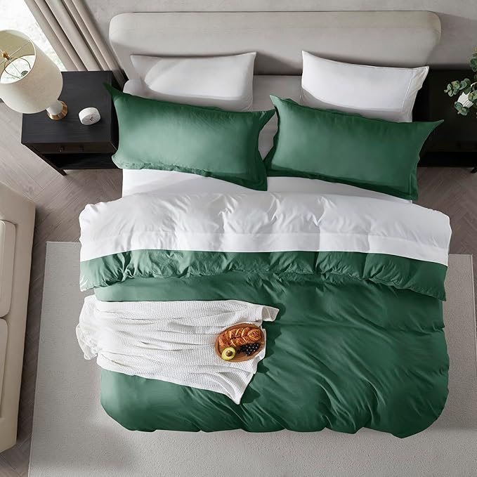 Nestl Dark Green California King Duvet Cover Sets - Soft Double Brushed Cal King Duvet Cover, 3 Piece, with Zipper Closure, 1 Duvet Cover 104x98 inches and 2 Pillow Shams