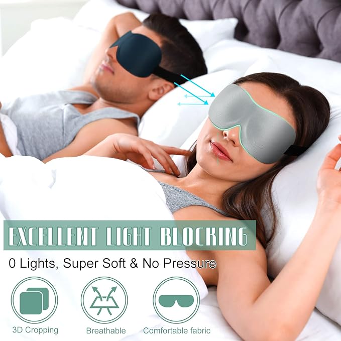 Bencailor 8 Pcs Sleep Mask for Side Sleeper 3D Eye Masks for Sleeping Blackout Eye Cover Shade Night Blindfold with Adjustable Strap for Women Men Sleeping Game Gifts(Large,Retro Colors)