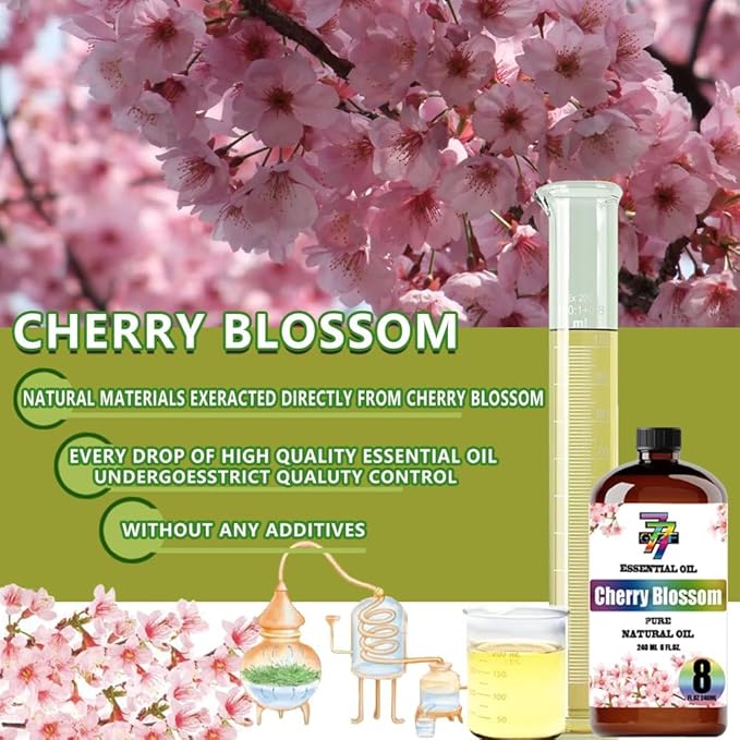 Cherry Blossom Essential Oil - Cherry Blossom Oils for Diffusers, Humidifiers, DIY Candles, Soap, Cleaning, Home, Office, Yoga, Massage, Gifts - 8 fl oz (240 ml) - GV77ZF