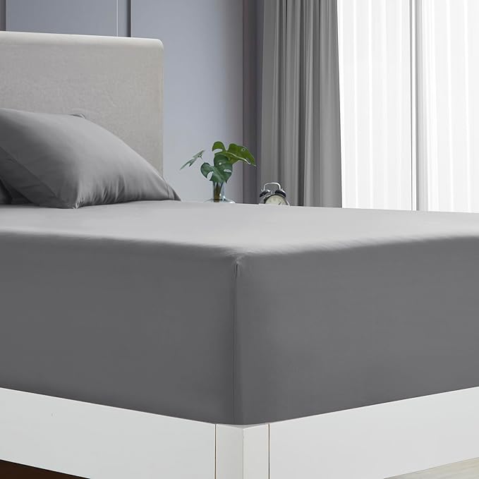 Clara Clark Twin XL Sheets - Hotel Luxury 5 Piece Bed Sheets for Twin XL Size Bed - Soft Bedding Sheets & Pillowcases, Fits Mattress up to 16 inch deep. Twin XL, Medium Grey