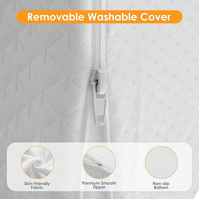 Ruqmuis Wedge Pillow for Acid Reflux, Bed Wedge Pillow for Headboard 10", Pillow Wedge for Back Pain Relief, Post Surgery, Elevated Pillows for Sleeping, Snoring, Triangle Pillow with Cover, White