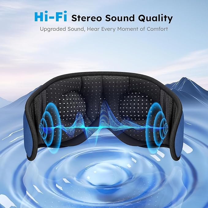 LC-dolida White Noise Sleep Mask, 3D Sleep Bluetooth Headphones with 16 Soothing Sounds, Bluetooth 5.4 Sleep Eye Mask with Timer, Total Blackout Sleeping Headphones for Side Sleeper