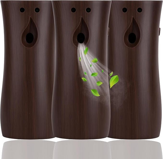 Automatic Air Freshener Spray Dispenser 3-Pack, Wall Mounted or Freestanding,Multiple Time Settings,Commercial and Home Use in Bathrooms, Offices, Living Rooms and Commercial Places (Wood, 1121)