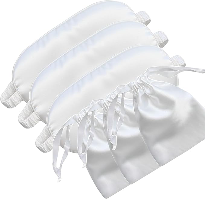 Silk Eye Mask for Sleeping - Satin Eye Cover with Silk Storage Bag White 3 Pcs Save 20%