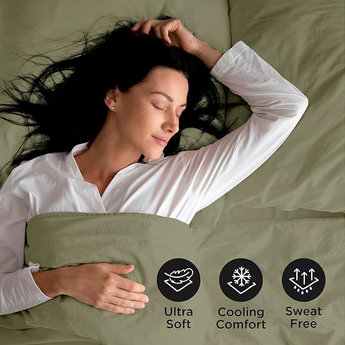 ROYALE LINENS 4 Piece Queen Sheets Set - Soft Brushed 1800 Microfiber Bedding - 1 Fitted, 1 Flat Sheet, 2 Pillow Cases - Wrinkle Free & Fade Resistant - Hotel Luxury Bed Sheets (Sage Green, Queen)