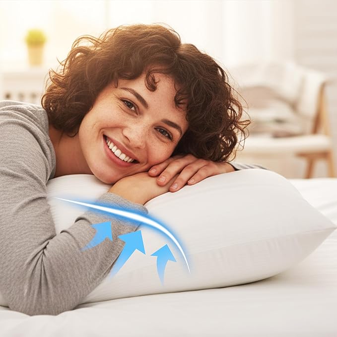 Pillows Queen Size Set of 2, Queen Pillows Set of 2 with Adjustable Down Alternative Polyester Fiber Fill, Hotel-Quality Comfort for Side, Back & Stomach Sleepers