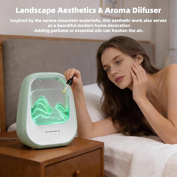 8-in-1 White Noise Sound Machine with Aroma Diffuser, Rain Sound Machine for Sleeping, Stress Relief, White Noise Machine Night Light Timer for Bedroom Office Home Decor, Green