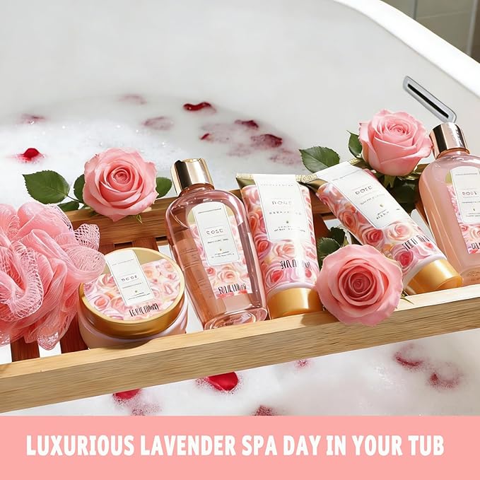 spa luxetique Spa Gift Baskets for Women - 10PCS Rose Bath Sets for Her Birthday,Mother's Day Gifts for Women,Mother,Wife,Girlfriend