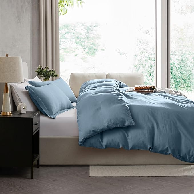 Nestl Stone Blue California King Duvet Cover Sets - Soft Double Brushed Cal King Duvet Cover, 3 Piece, with Zipper Closure, 1 Duvet Cover 104x98 inches and 2 Pillow Shams
