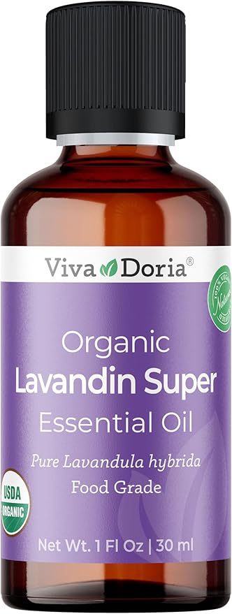 Viva Doria Lavandin Essential Oil, USDA Certified, Organic Lavandin Oil (Super Variety) 100% Pure, Natural Essential Oil, Undiluted, for Aromatherapy | Food Grade, 30 mL (1 Fluid Ounce)