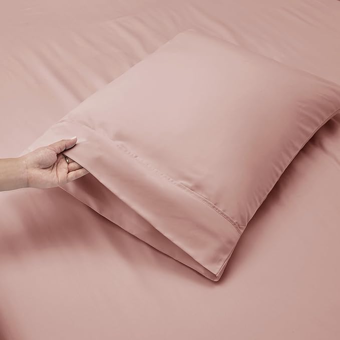Nestl Queen Size Sheet Set, 4 Piece Extra Deep Pocket (18-24 inches), Microfiber, Cooling, Hotel Luxury, Soft, Breathable, Wrinkle-Free, Easy to Care, Peach Beige