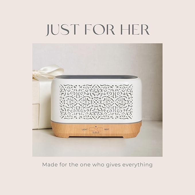 Earnest Living Essential Oil Diffuser Classic Flame Diffuser 200ml Timers Night Lights and Auto Off Function Home Office Humidifier Aromatherapy Diffusers for Essential Oils Wood