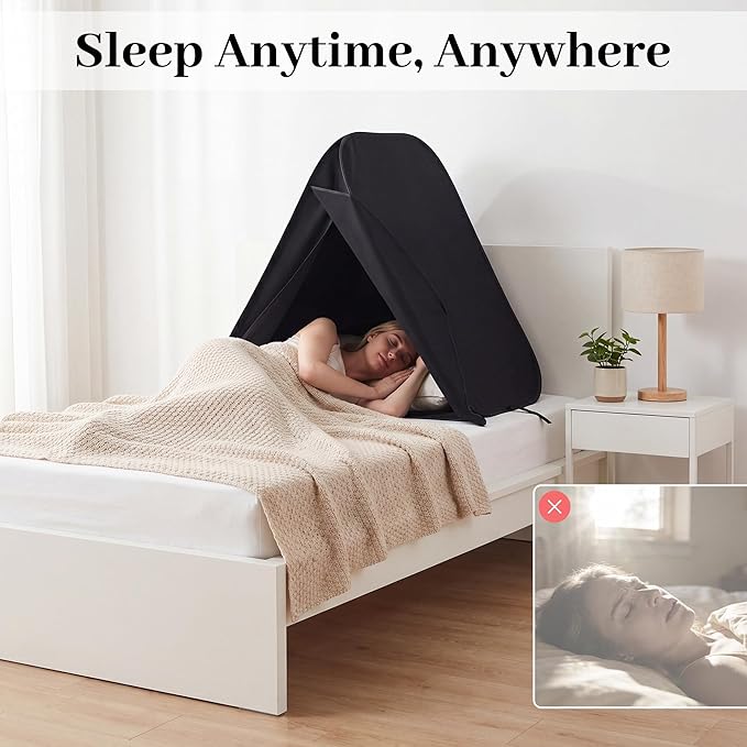 MABOZOO Portable Blackout Bed Tent for Sleeping, Privacy Sleep Cover with 2-Layer Light Blocking, Foldable Frame (33.9" L × 24.8" W × 29.5" H), Perfect for Nightshift, Dorms, Travel & Naps