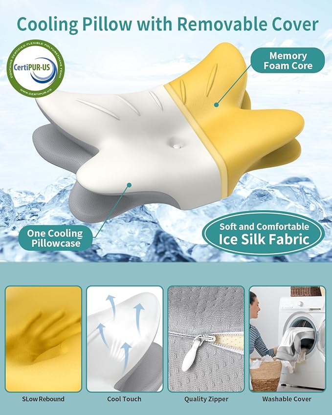 Cervical Neck Pillow for Pain Relief, Ergonomic Side Sleeper Pillow for Sleeping, Orthopedic Contour Memory Foam Bed Rest Pillows for Sleeping, Cooling Cervical Pillow for Back Stomach Sleepers