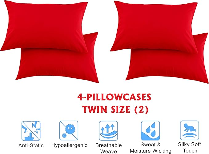 Elegant Comfort Luxury Soft Bed Sheets 1500 Premium Hotel Quality Microfiber Softness Wrinkle and Fade Resistant (4-Piece) Bedding Set, Twin/Twin XL, Candy Apple Red