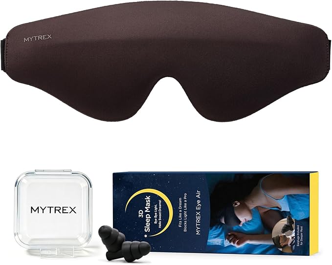 MYTREX 3D Contoured Sleep Mask for Side Sleepers, 100% Light Blocking Eye Mask for Sleeping, Soft Breathable Blackout Blindfold with Adjustable Strap for Travel, Nap, Night Shift & Insomnia Relief