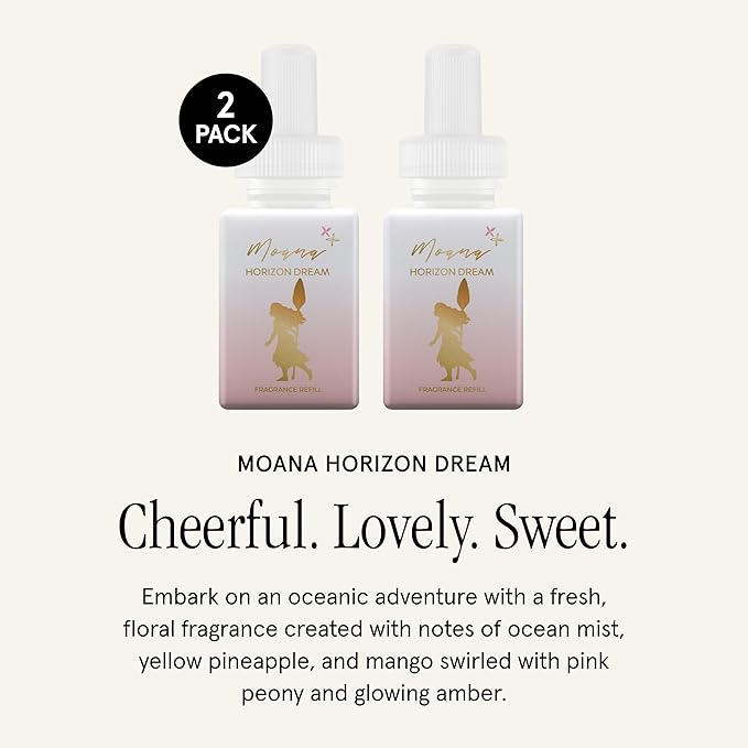 Pura Disney Collection Scent Refill - Smart Home Air Diffuser - Home Scent Refill - Up to 120-Hours of Premium Fragrance per Vial - Safe Diffuser Fragrance - 2 Pack, Moana Horizon Dream