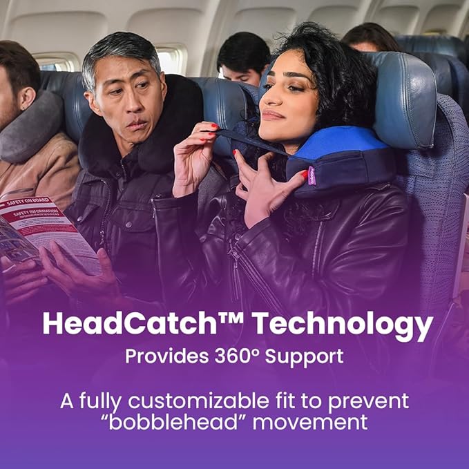 Cabeau Travel Neck Pillow for Airplanes The Neck's Evolution, TNE S3 Supportive Memory Foam Design for Long Haul Flights Attachable Seat Straps and 360 Support (Paris Lavender)
