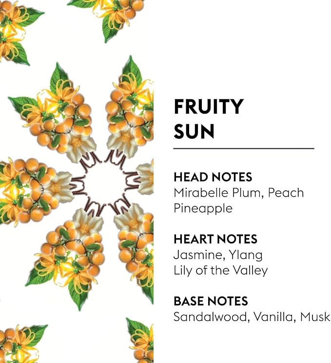 MAISON BERGER Fruity Sun Lampe Berger Refill, 500 ml (16.9 fl oz), Odor-Neutralizing, Mirabelle Plum, Peach, Pineapple, Jasmine, Ylang, Vanilla, Made in France