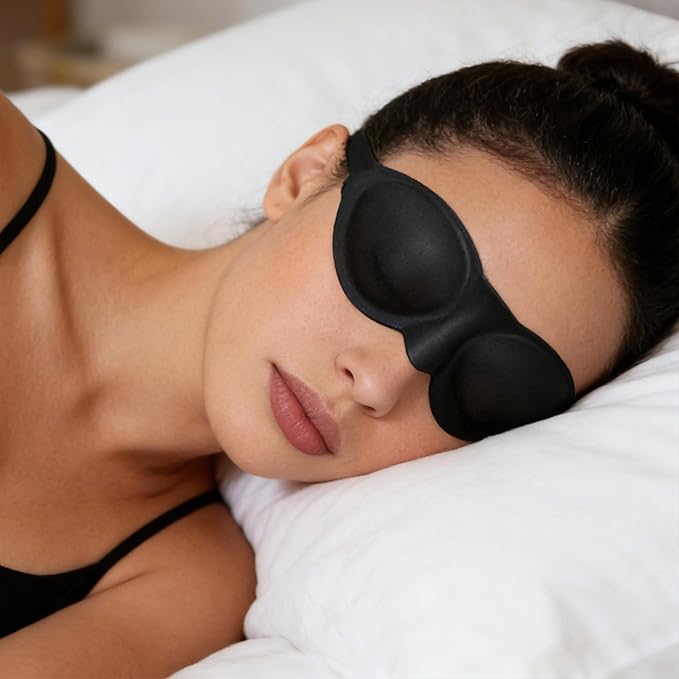 Moisture Chamber Glasses for Dry Eyes,3D Contoured Steep Eye Mask,Silicone Dry Eye Relief Goggles,Reusable Comfortable & Lightweight Sleep Mass(Black)