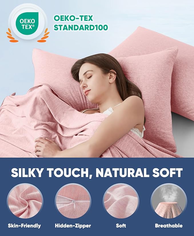 LUXEAR 2 Pack Cooling Pillow Cases for Hot Sleepers, Arc-Chill Q-Max > 0.5, Hair & Skin Friendly, Double-Sided, Machine Washable, Hidden Zipper, Gift for Women & Men, 20x26, Pink