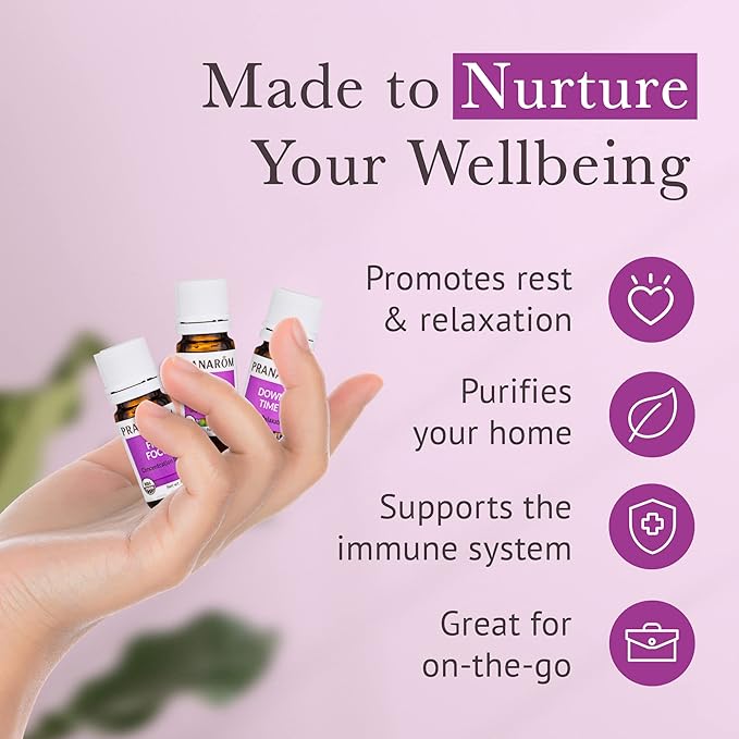 Pranarom - Unplug Wellness Essential Oil Kit (3-Pack of 5ml) - Digital Detox, Down Time, and Find & Focus Essential Oils - 100% Pure Essential Oil | USDA and ECOCERT Certified Organic